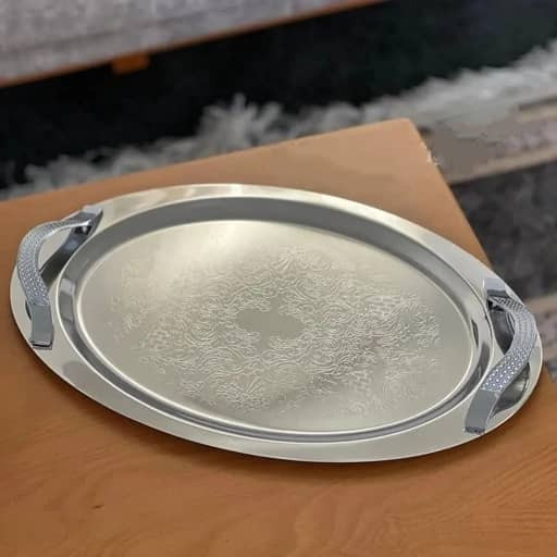 سینی استیل با دسته زاماک مدل نگین کد 9240 بیضی سلینا SELINA